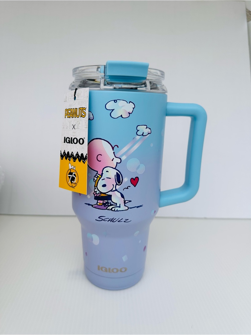Peanuts Snoopy Charlie Brown 32 Oz Igloo Travel Mug Tumbler  75th anniversary